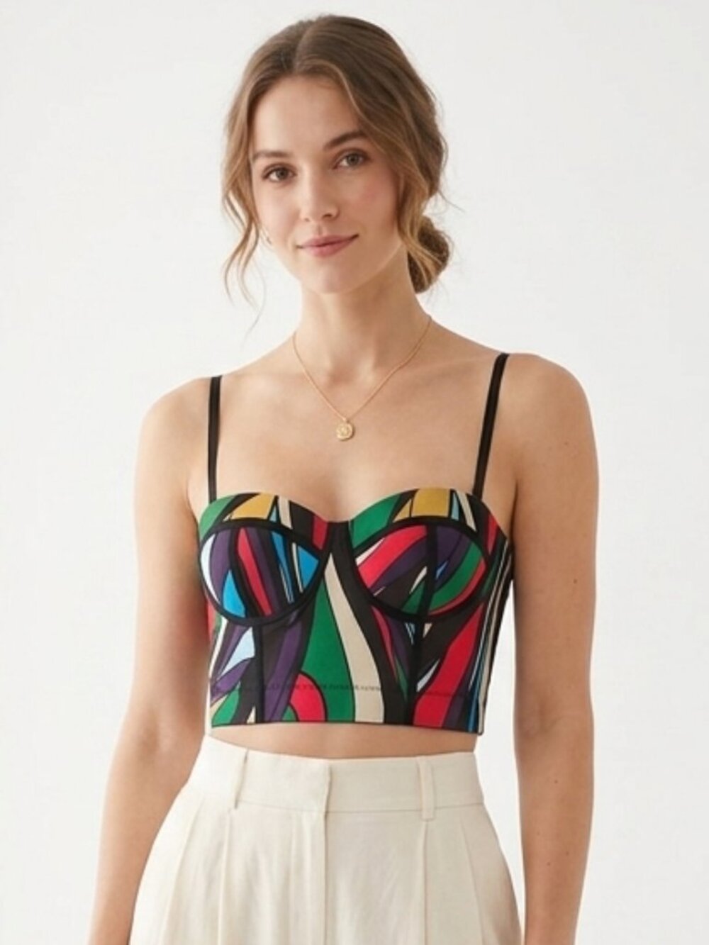 Like an Angel Corset Top Mesh Abstract Artsy Padded Club Party Black Red L
